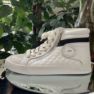 Karl Lagerfeld Quilted White Sneakers with Black Accents